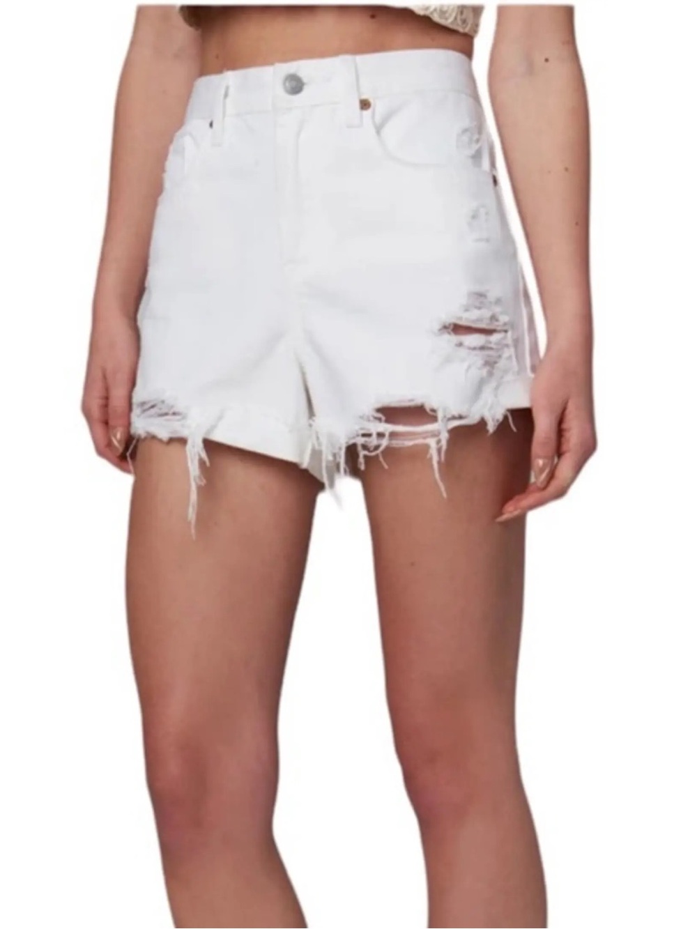 Blank NYC White Distressed Cutoff Denim Shorts high waisted size 30